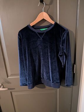 Dip Velvet Crewneck Sweater - Navy